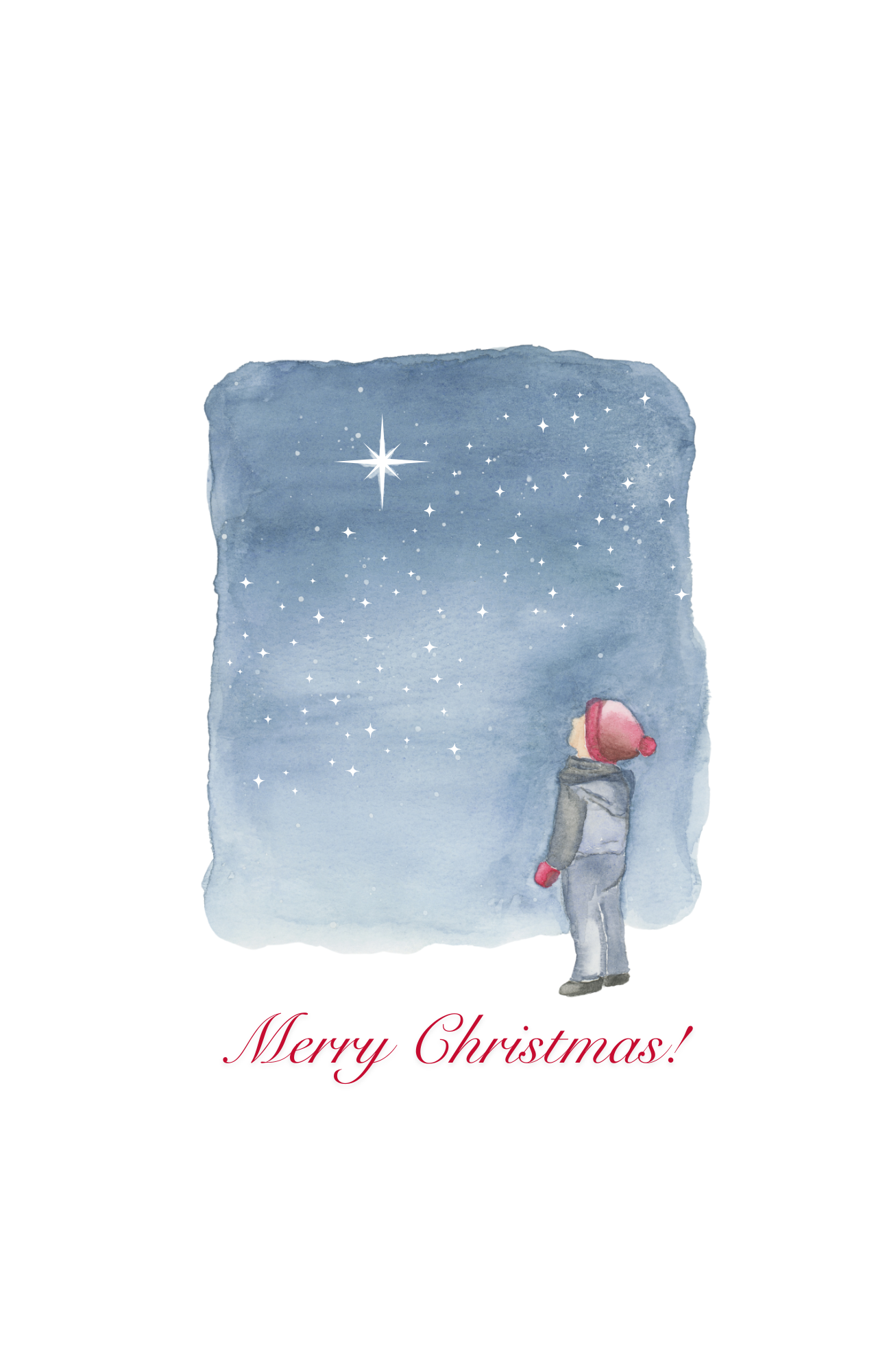 Christmas Card - Boy looking at Star
