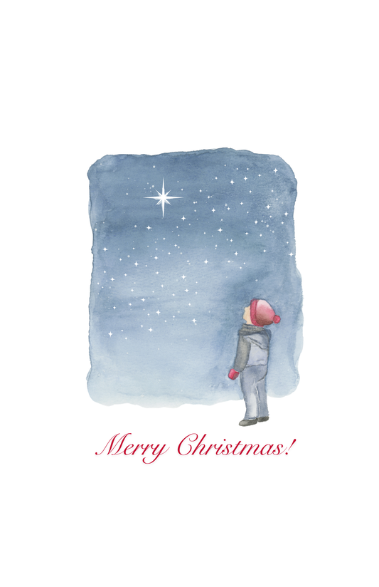 Christmas Card - Boy looking at Star
