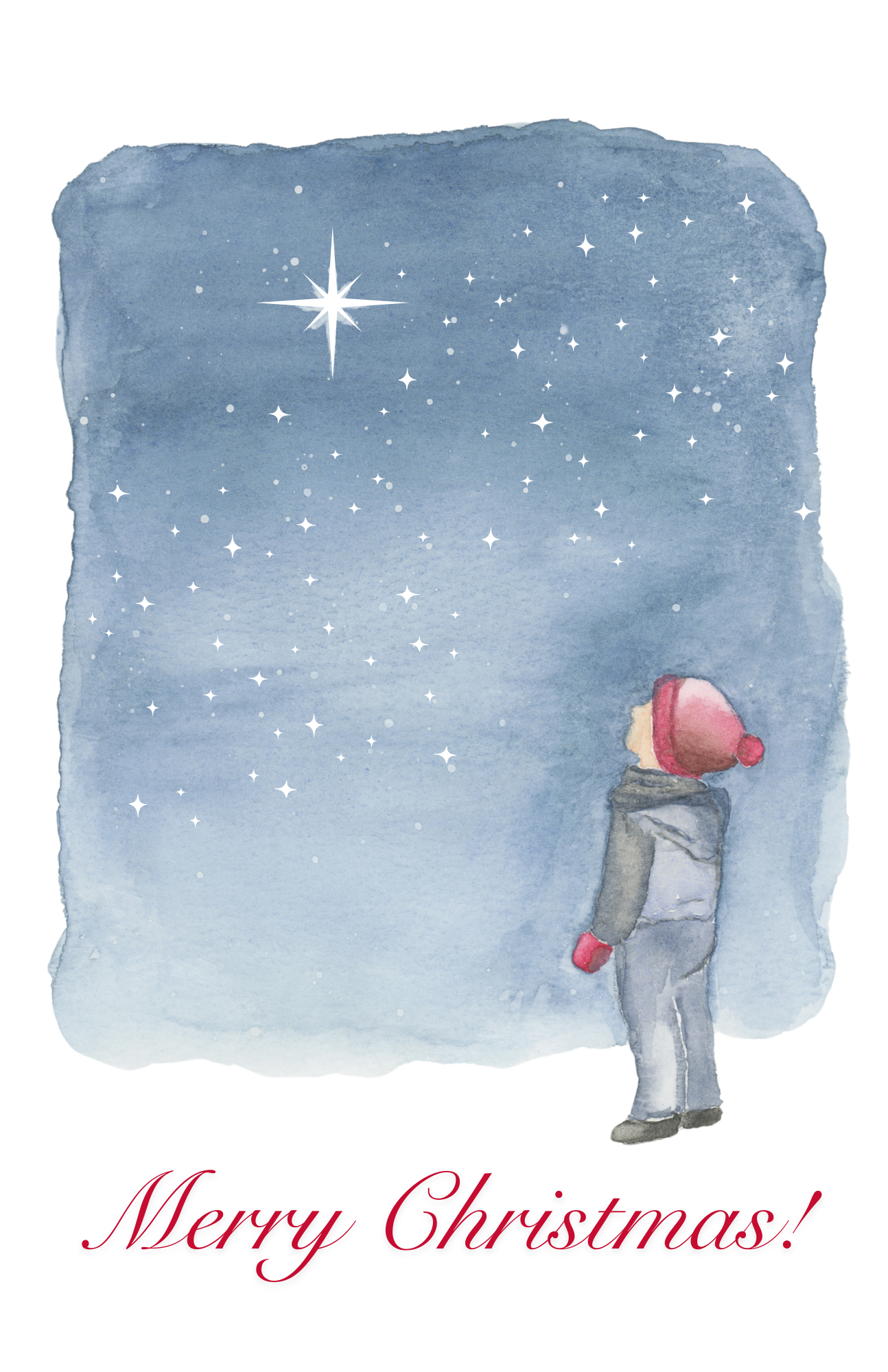 Christmas Card - Boy looking at Star